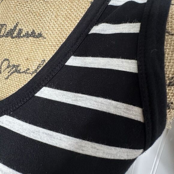 J Crew Striped Maxi Dress Sz XXS Black Gray Racerback Tank Slit Vacation Lounge - Picture 4 of 12